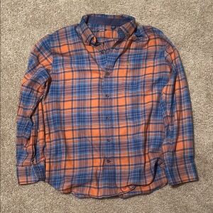 IZOD Plaid Orange and Blue Button Up